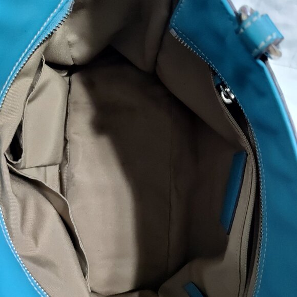 Coach Azure Teal Leather Pleated Gallery Tote F12759 - Picture 5 of 5